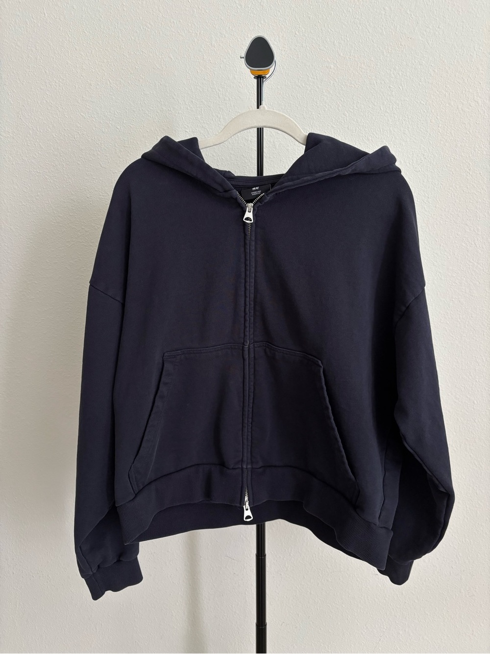 H&M Oversized Heavyweight Navy Cotton Full Zip Hoodie Jacket M Workwear
